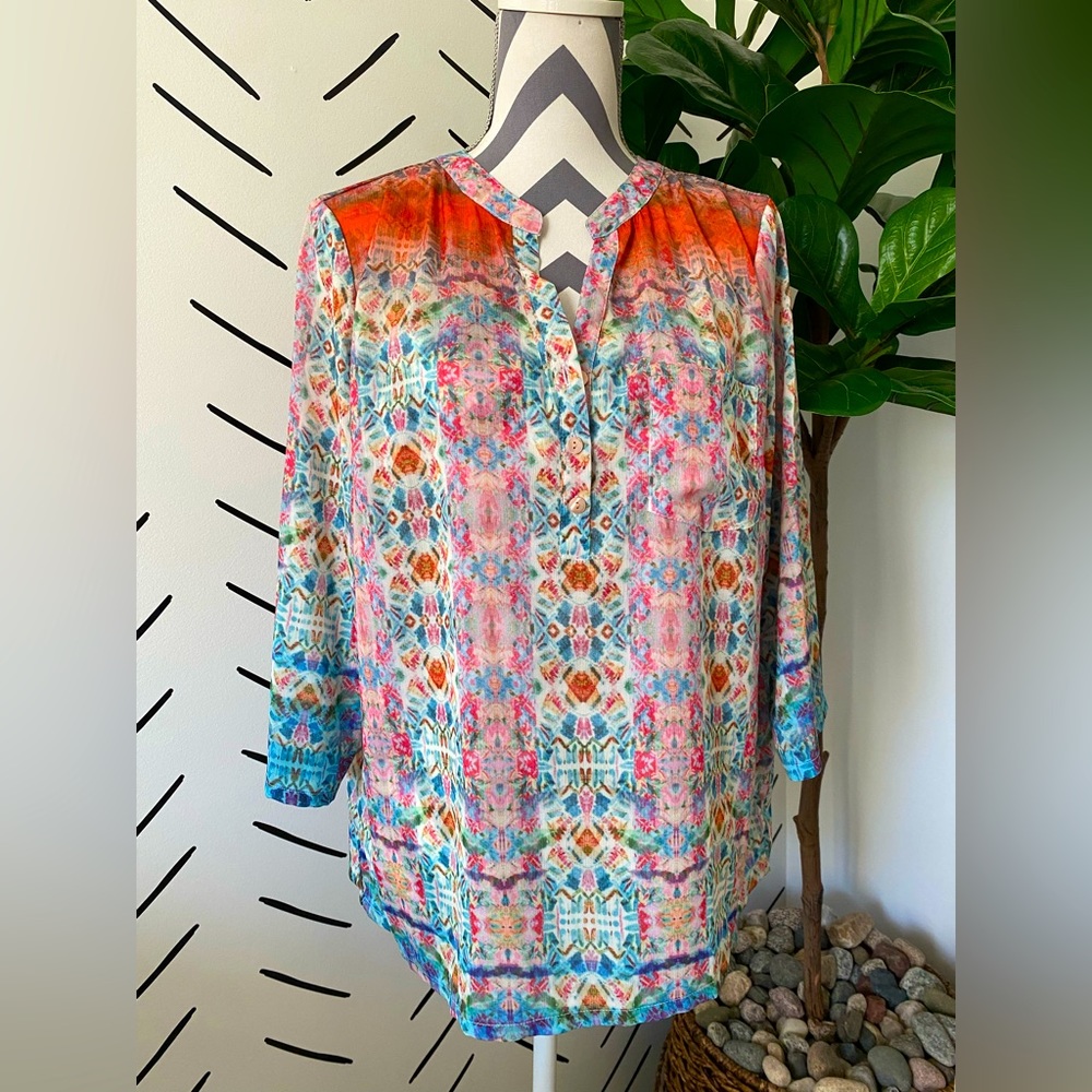 Chiffon Multicolored Long Sleeve Top